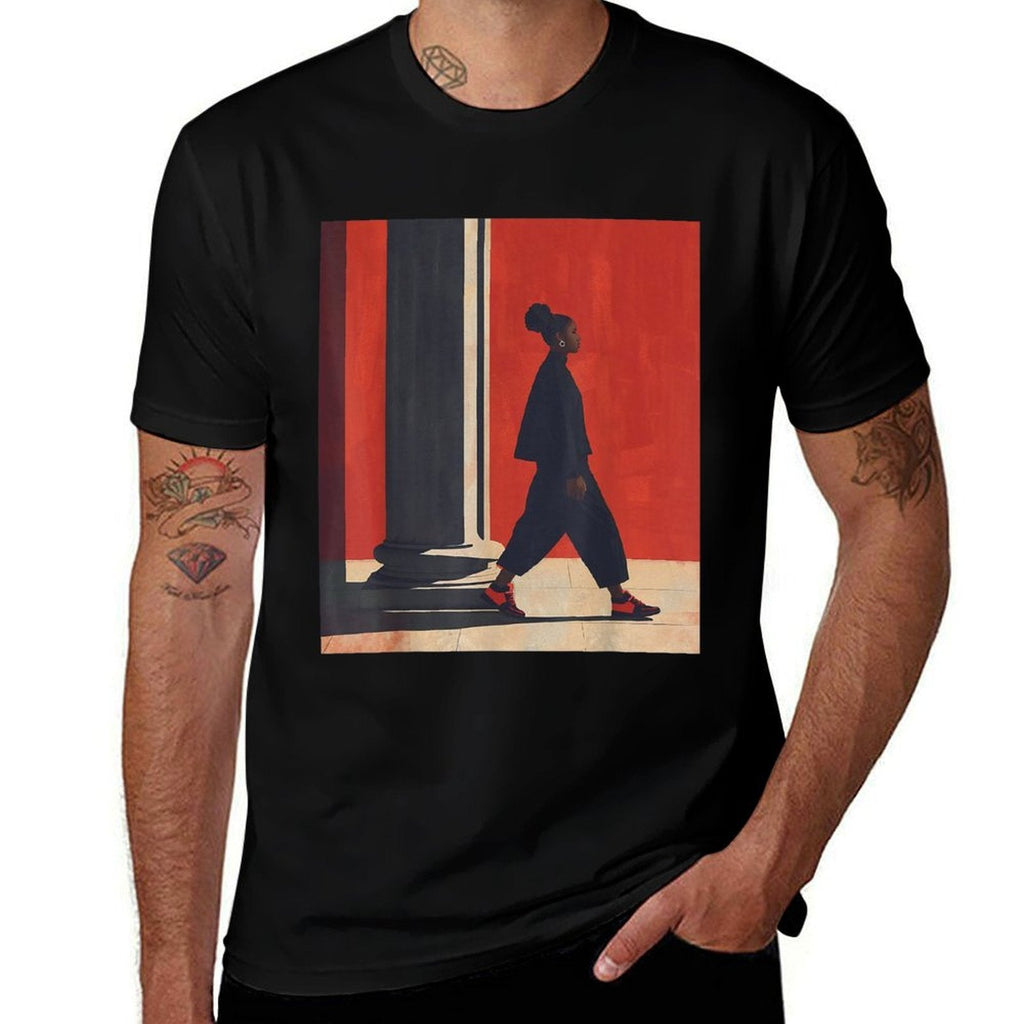 Black Girl Walking Afro Style Women African American Pride  Affordable Price T-Shirt