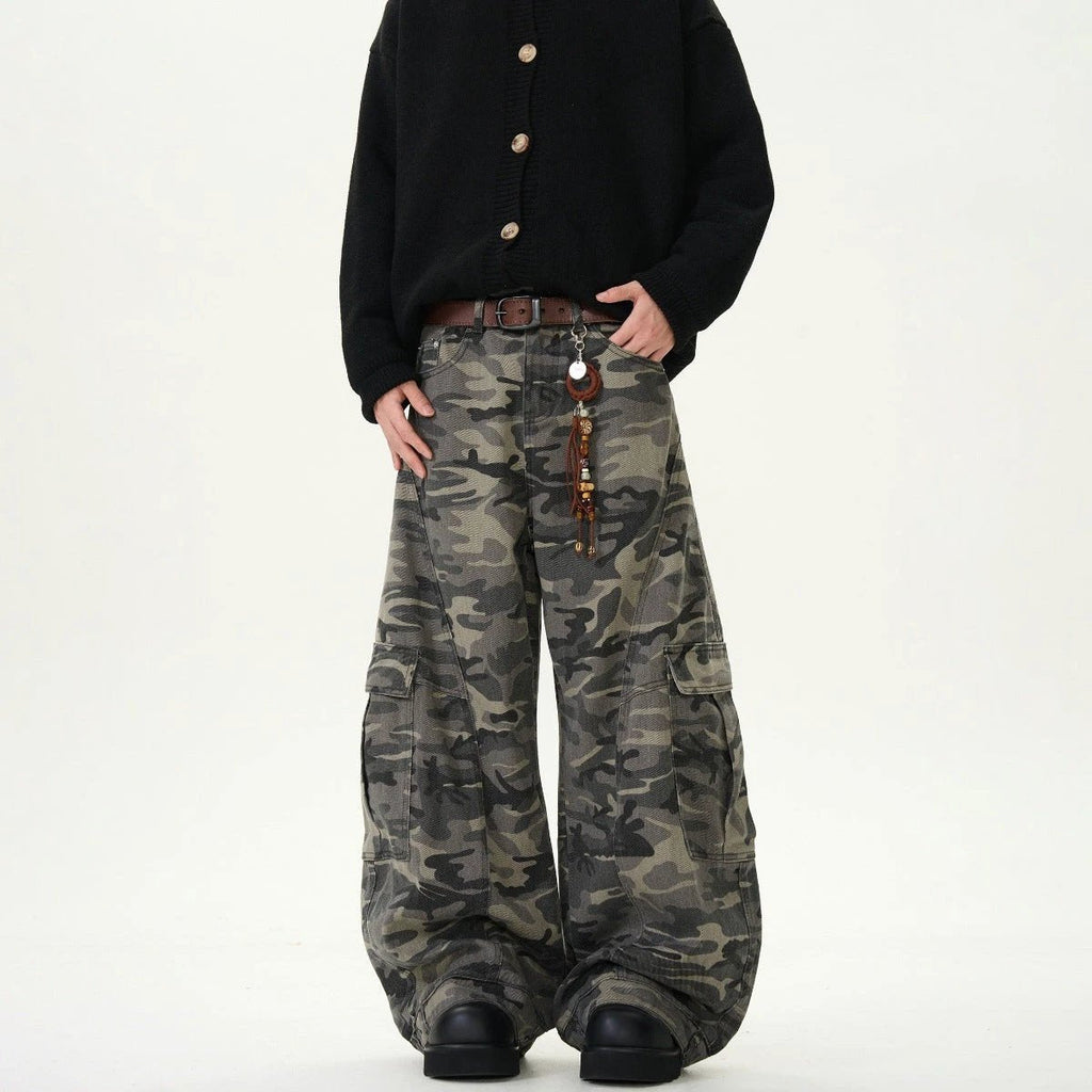 Men's Camouflage Loose Casual Retro Machete Jeans