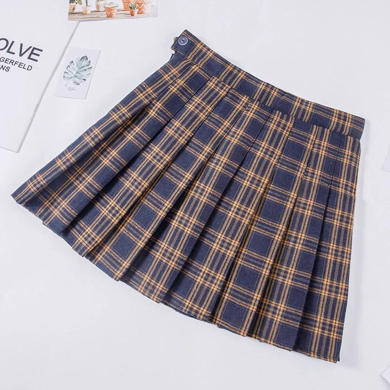 Plaid Pleated Skirt Women's Autumn And Winter High Waist Short
