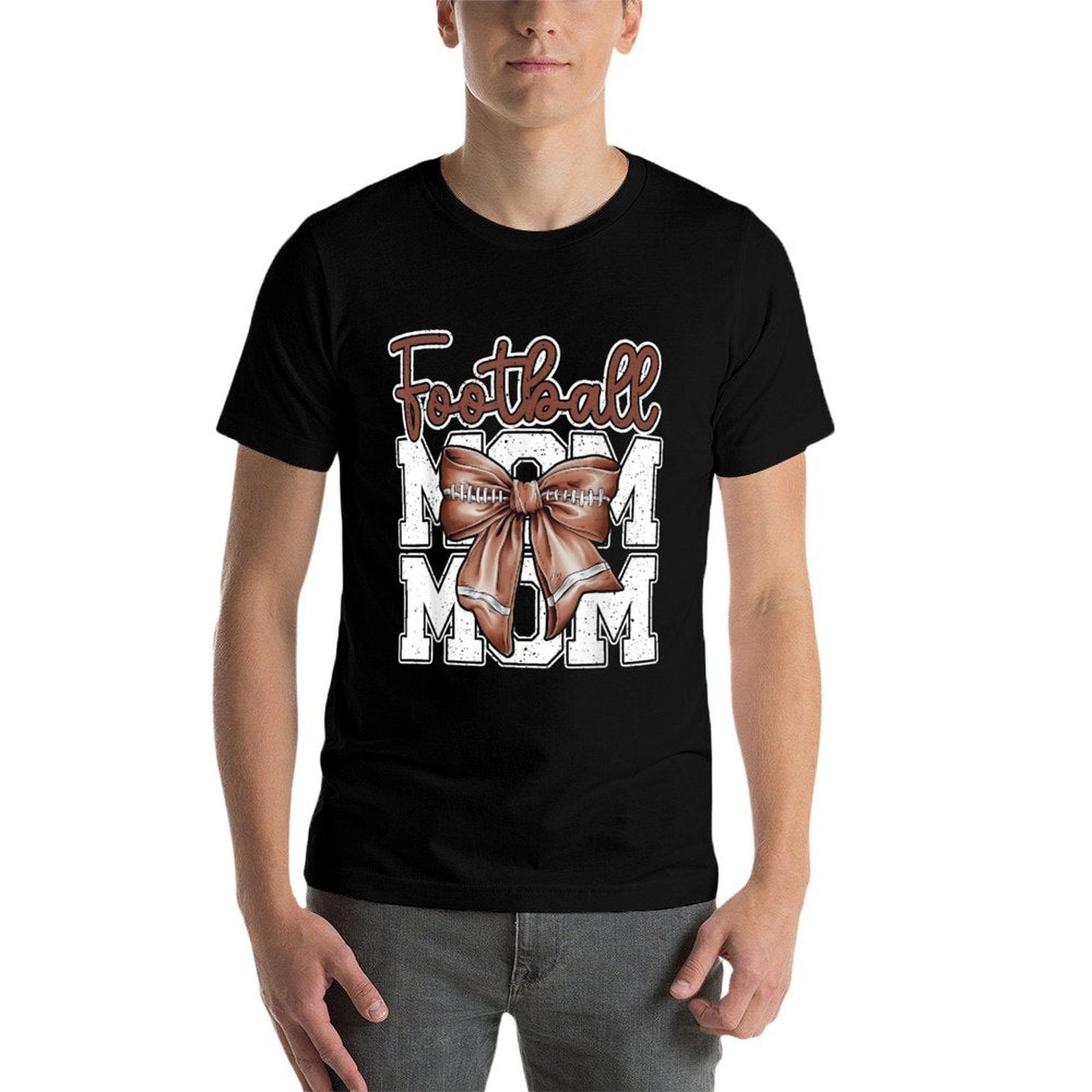 Football Mom Coquette Bow Sport Mama Mothers Day Game  Stretchy T-Shirt