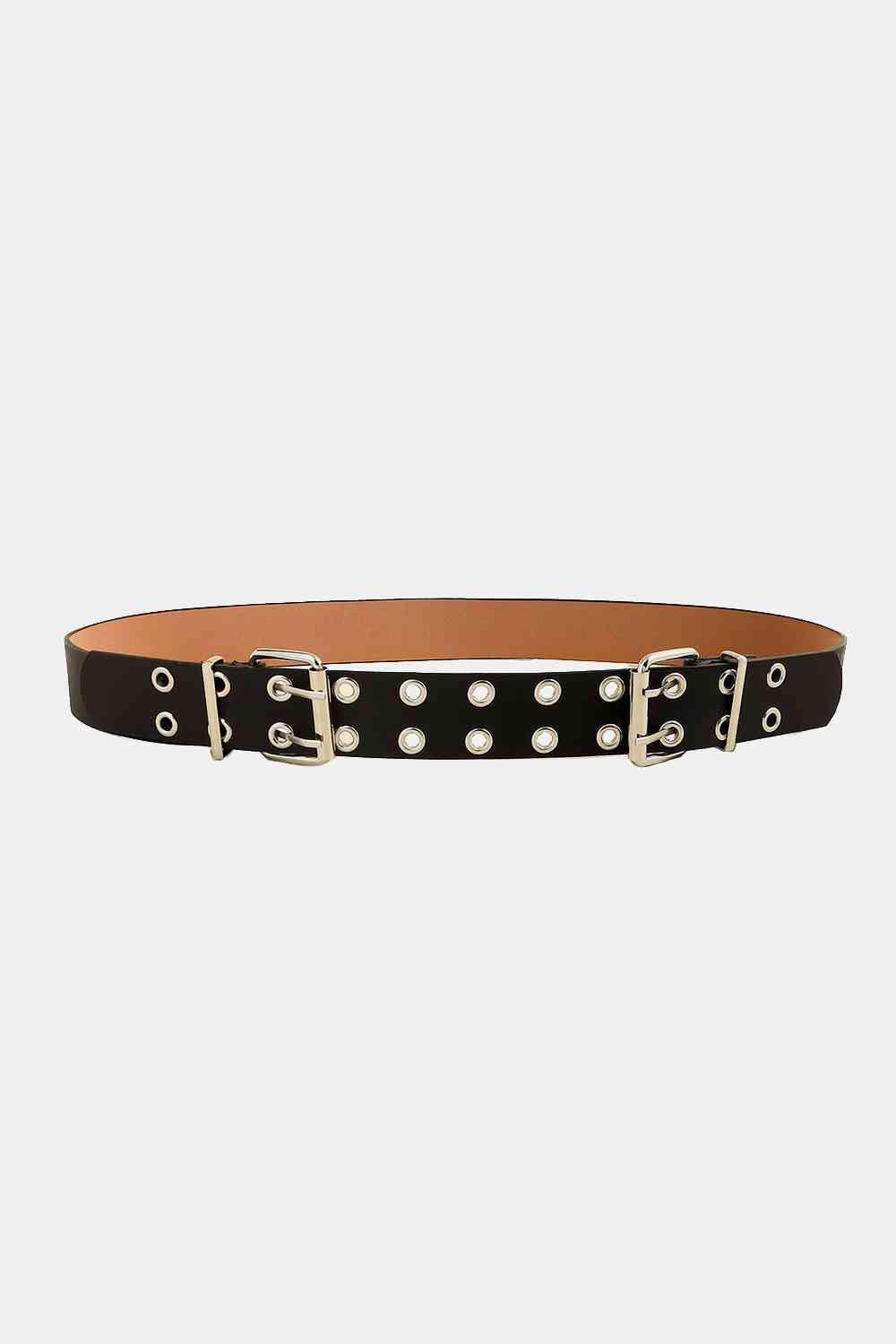 Stylish Chic PU Leather Two Row Eyelet Belt – Durable and Fashion-Forward Design See size chart under “more details”