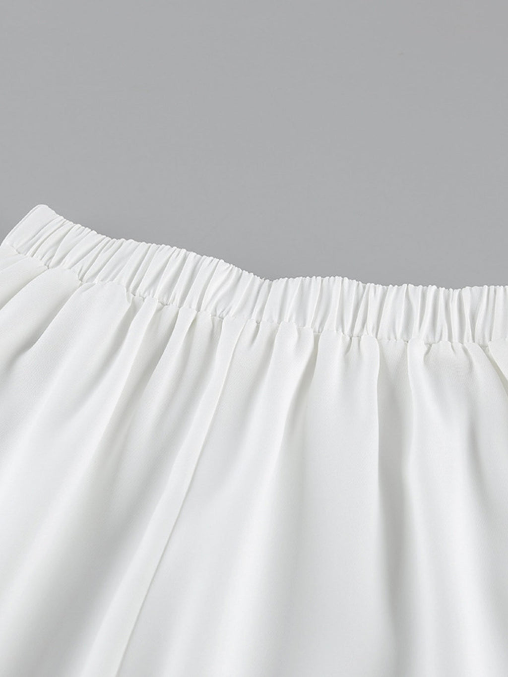White V-Neck Two-Piece Set | Button Top & A-Line Skirt
