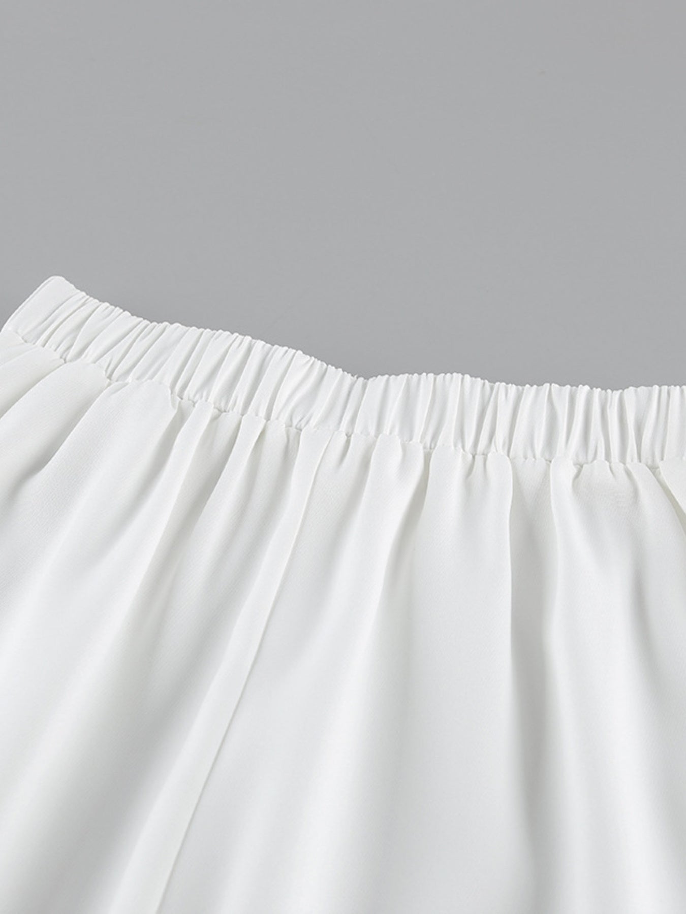 White V-Neck Two-Piece Set | Button Top & A-Line Skirt
