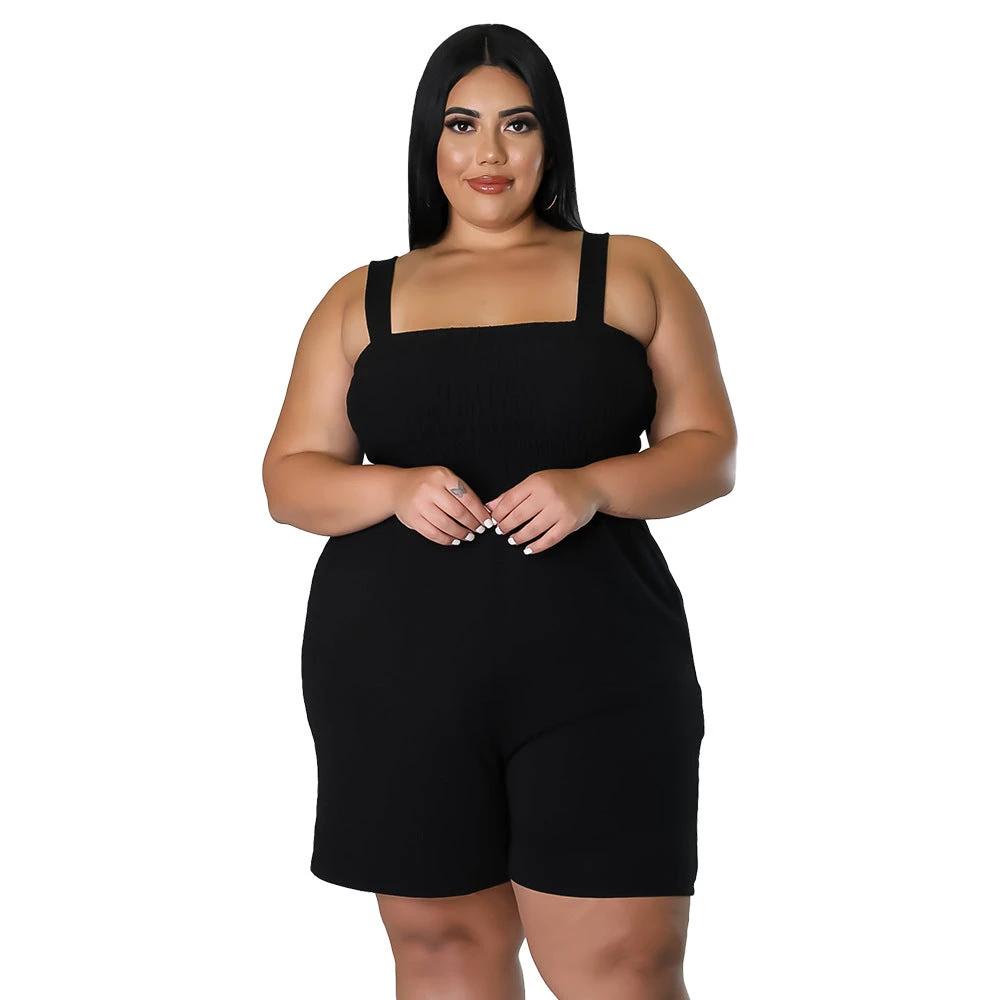 Fashionable Solid-Color Slim-Fit Ruched Backless Romper