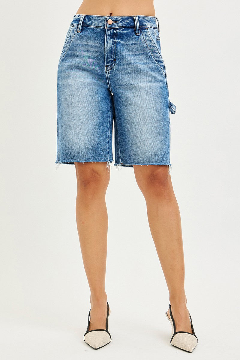 RISEN High Rise Bermuda With Side Tab Detail