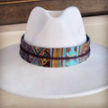 Wide Genuine Leather Blue Navajo Hat Band Only 954f