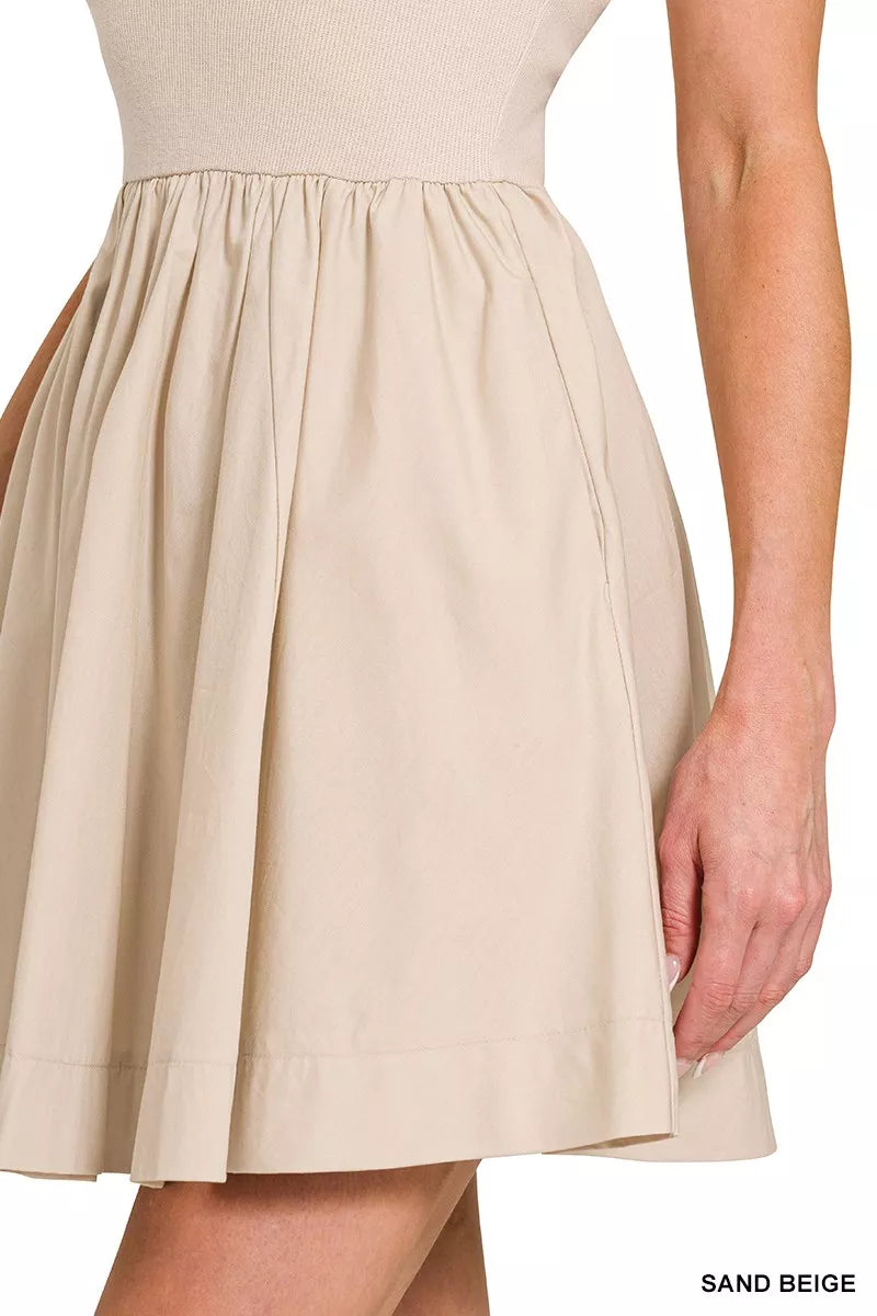 Zenana Knit Tube Top Flare Mini Dress