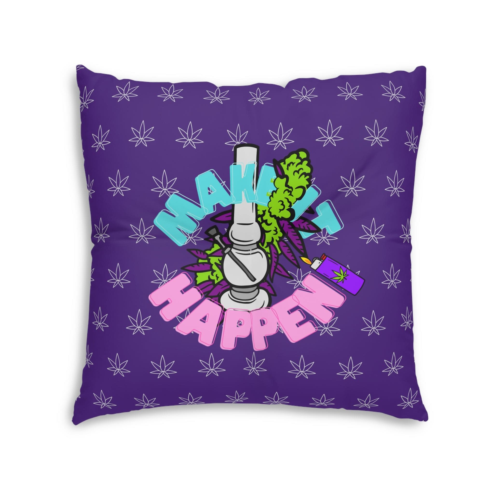 Make It Happen Cannabis Tufted Floor Pillow, Square