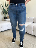 Judy Blue High Waist Distressed Skinny Jeans for Women Size Down Fit with Effortless Comfort