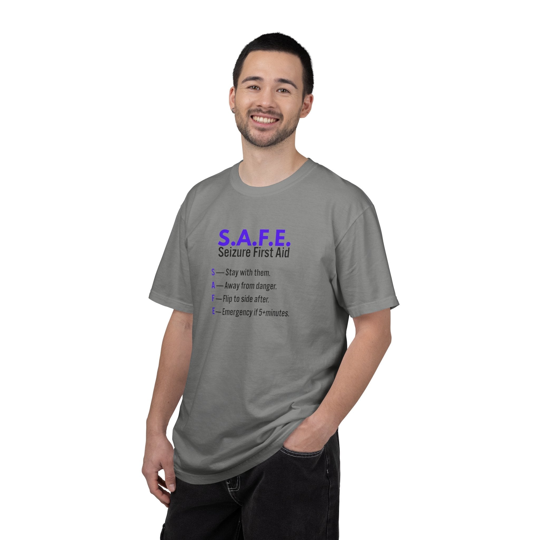 S.A.F.E. Seizure First Aid T-Shirt – Epilepsy Awareness Education Tee