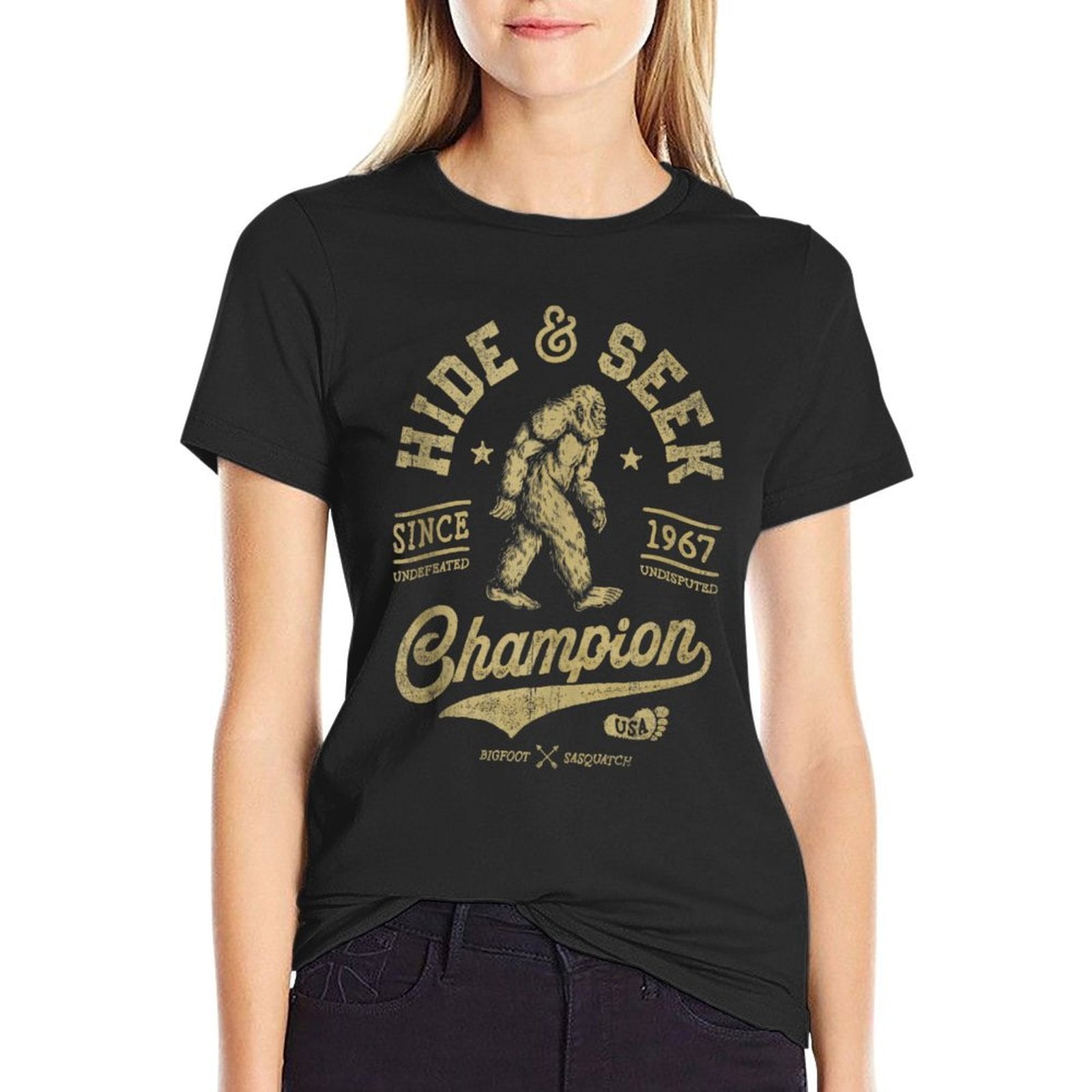 Bigfoot Hide And Seek Champion Funny Sasquatch Retro Vintage  Vintage-inspired T-Shirt