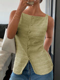 Women's Textured Button-Front Knit Tank Top