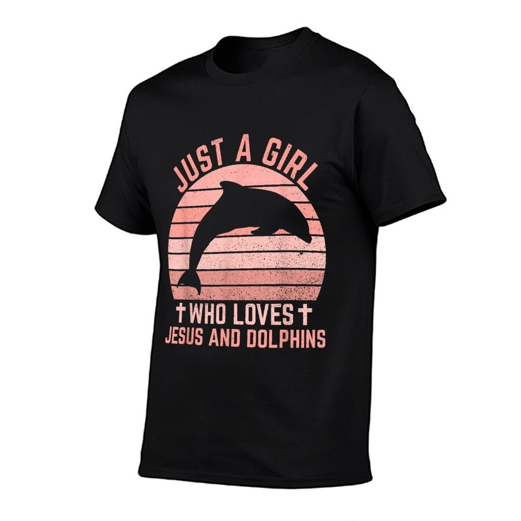 Jesus And Dolphins - Christian Girl And Women  Oversized Silhouette T-Shirt