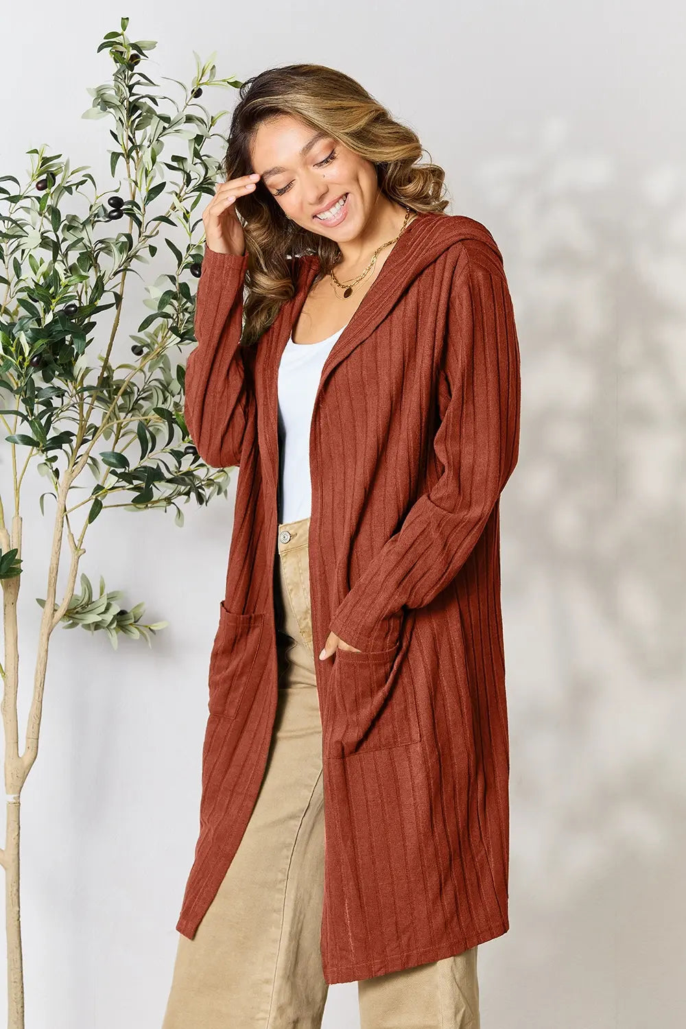 Basic Bae Full Size Hooded Cardigan