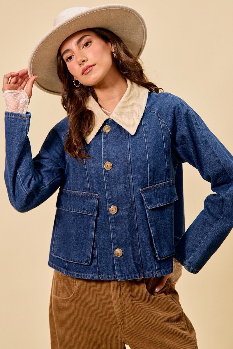 Zip Up and Buttoned Denim Jacket - Stylish Casual Outerwear