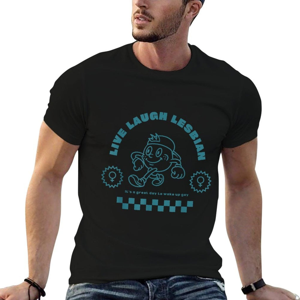 Live Laugh Lesbian A Great Day To Wake Up Gay LGBT Pride  Polyester Blend T-Shirt