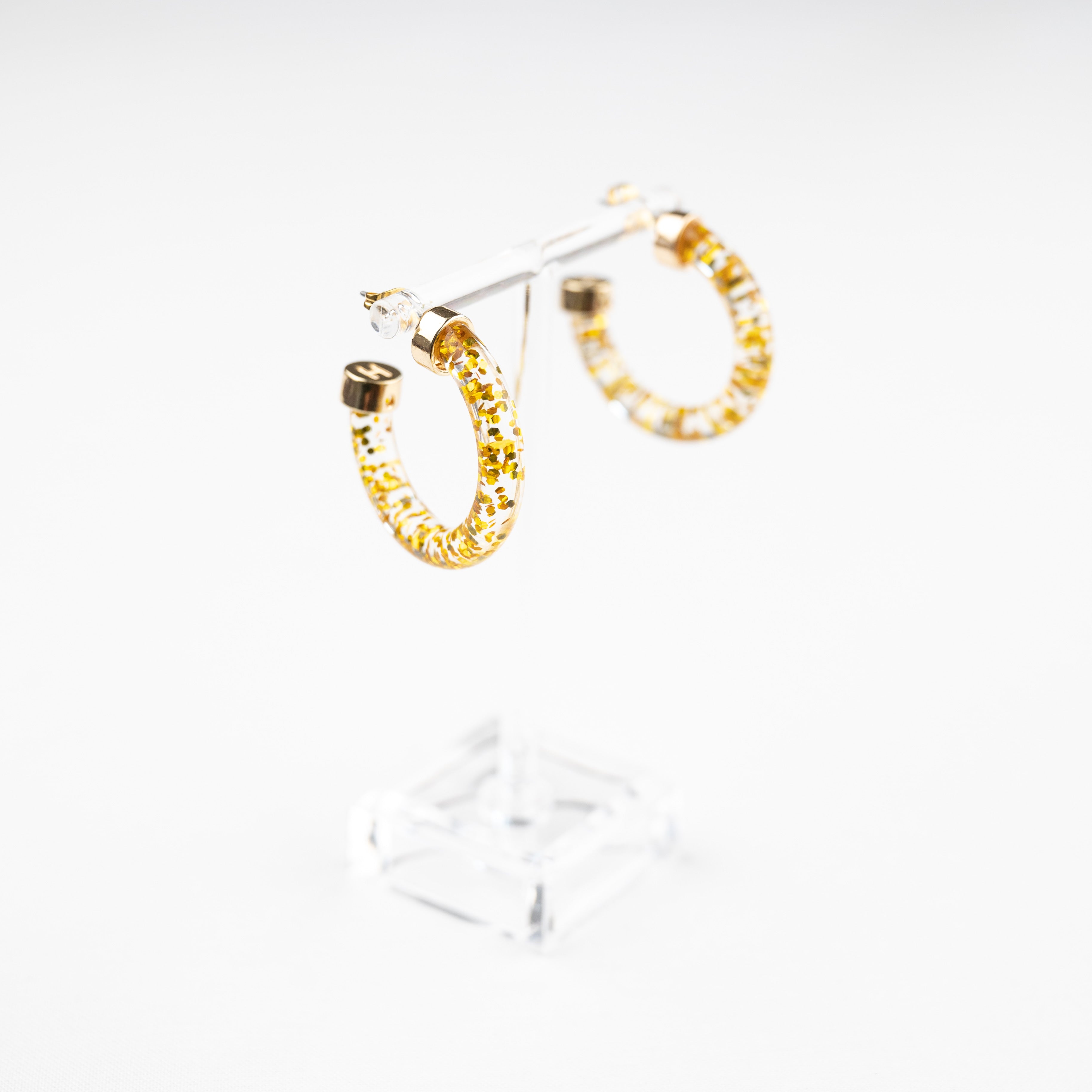 Gold Glitter Mini Hoop Earrings