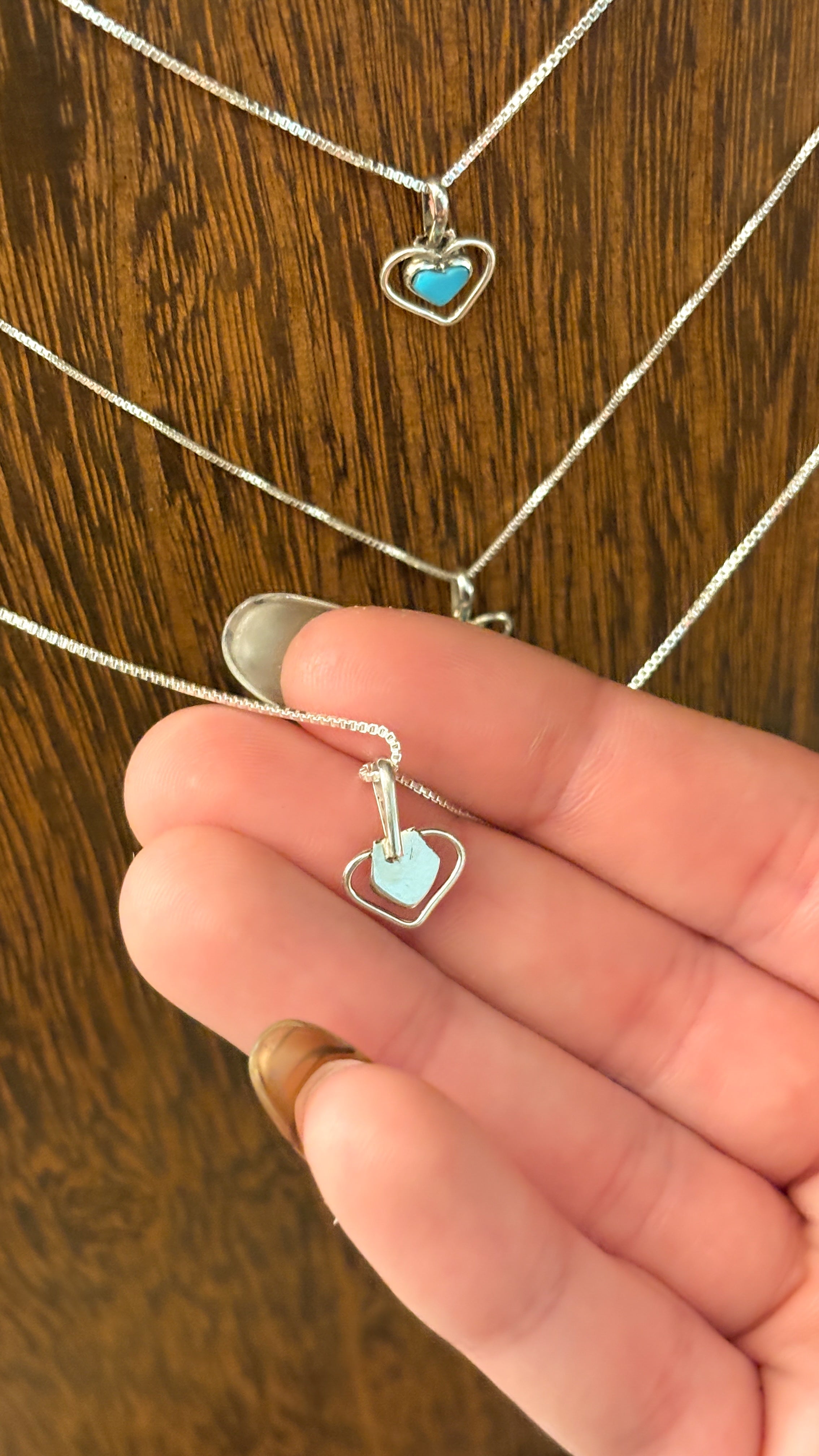 DAINTY ZUNI TURQUOISE HEART NECKLACE