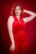 Pinup Halter Top in RED Velvet BACKORDER