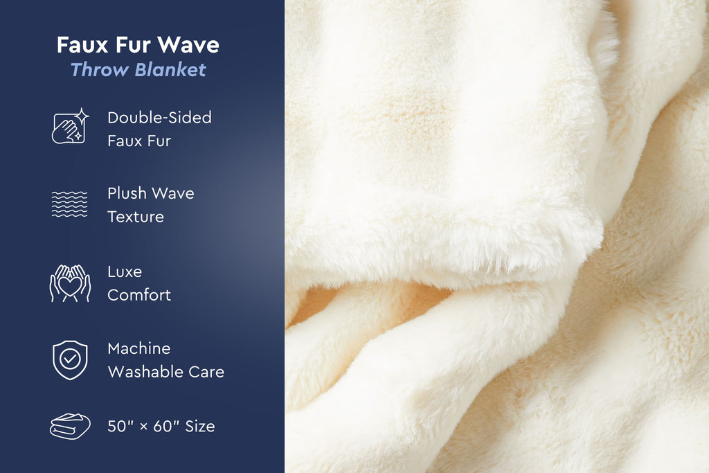 Faux Fur Wave Throw Blanket