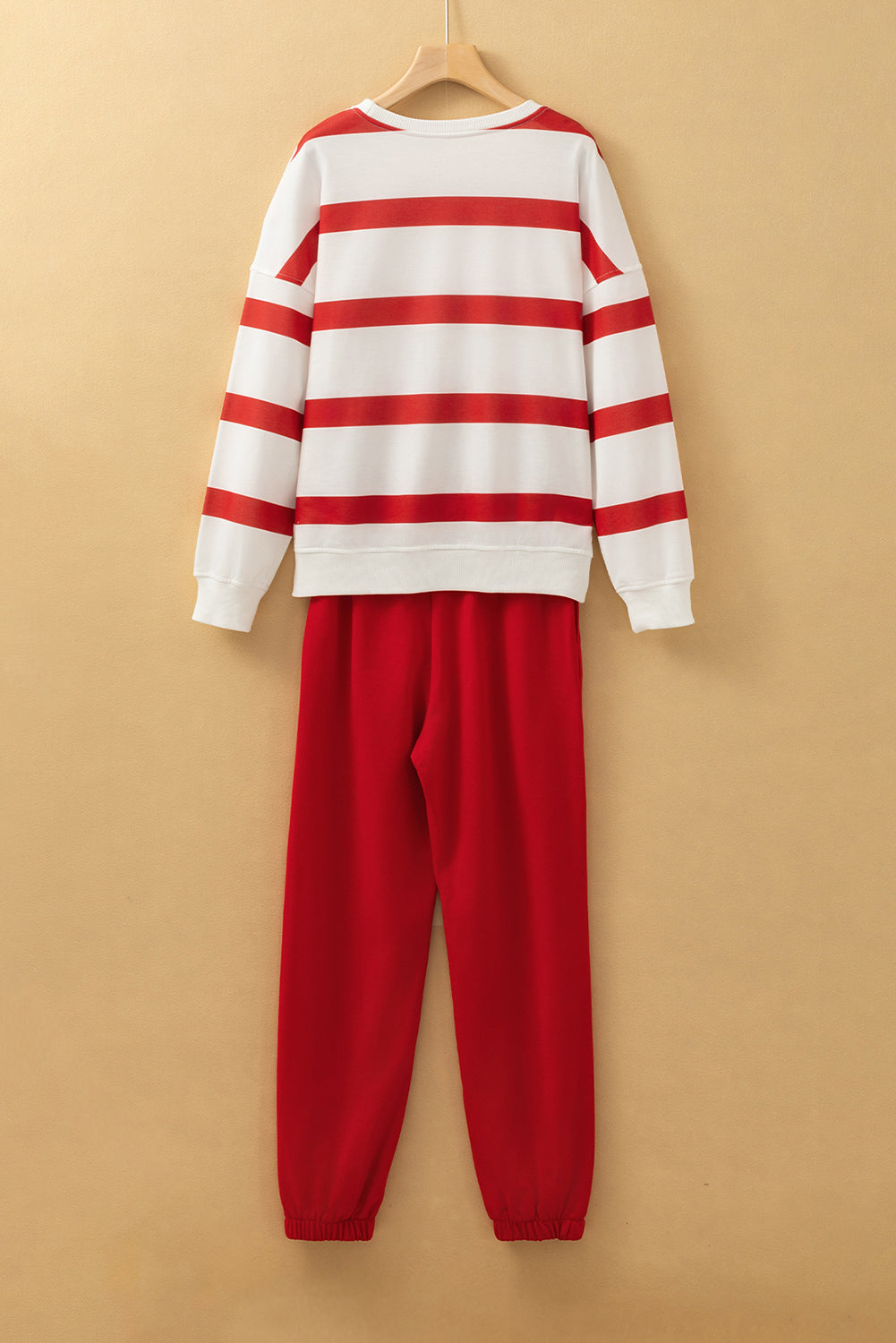 Light French Beige Striped Two-Piece Set