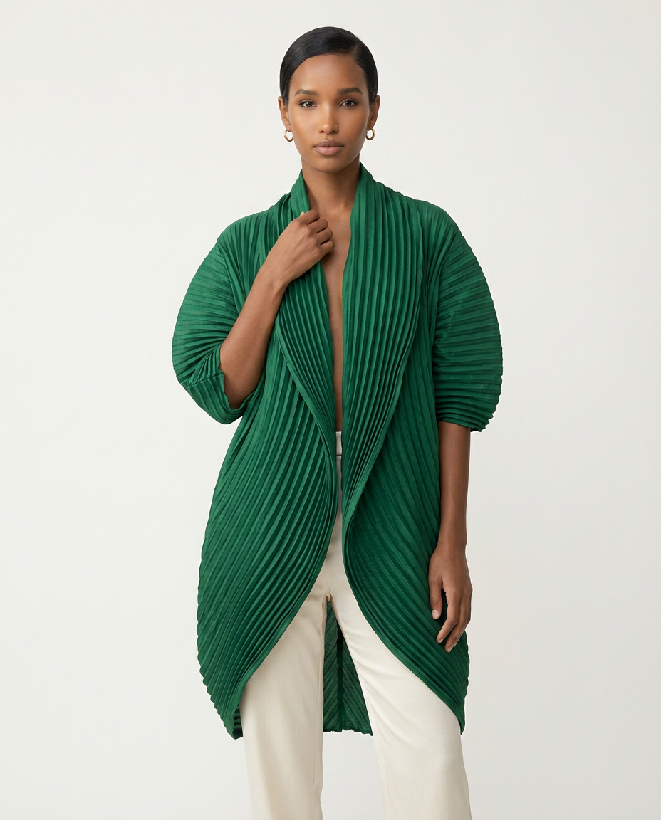 Emerald Pleated Cocoon Coat