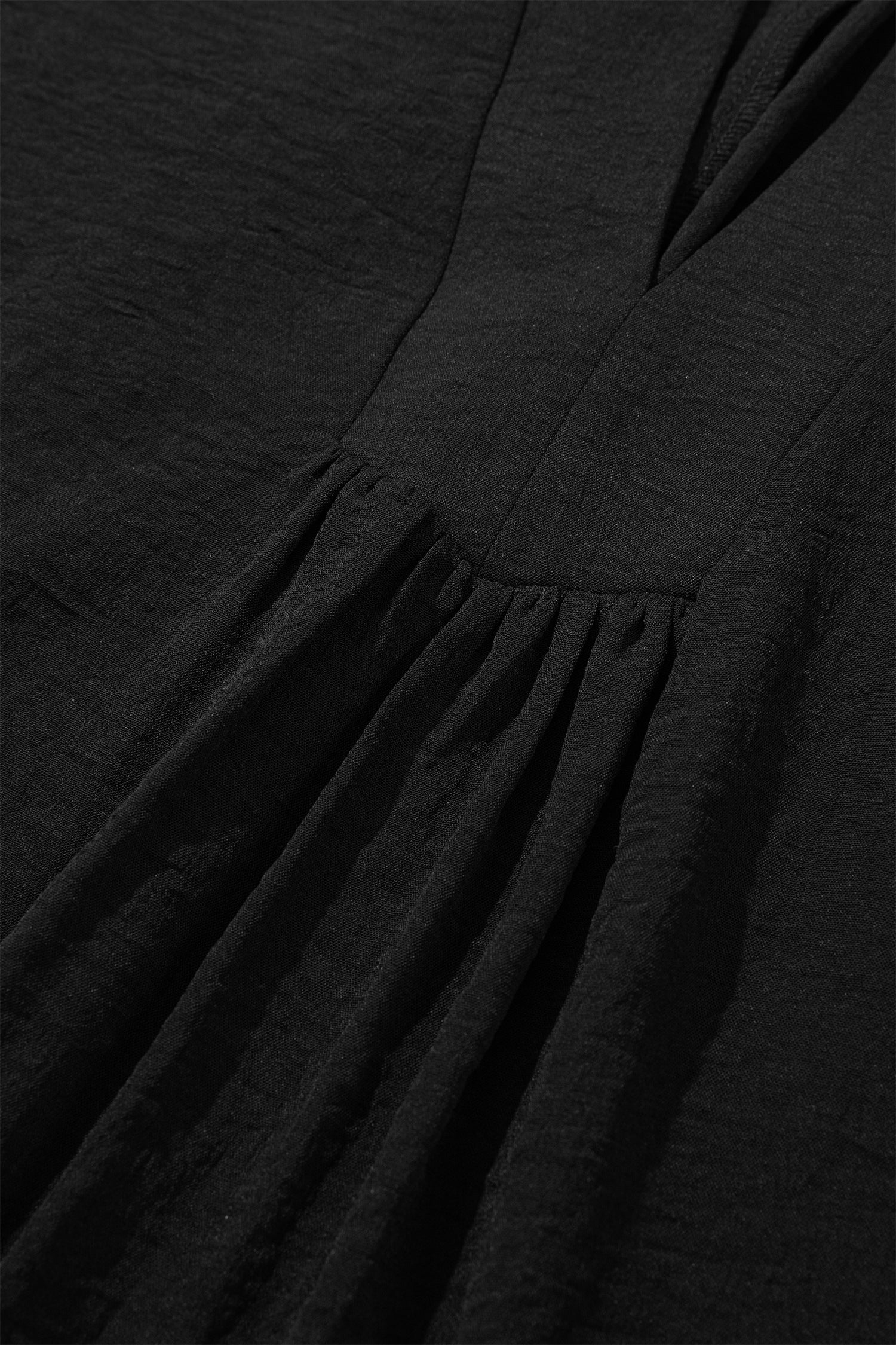 Black Plus Size Solid Color Notched Neck Short Sleeve Loose Dress