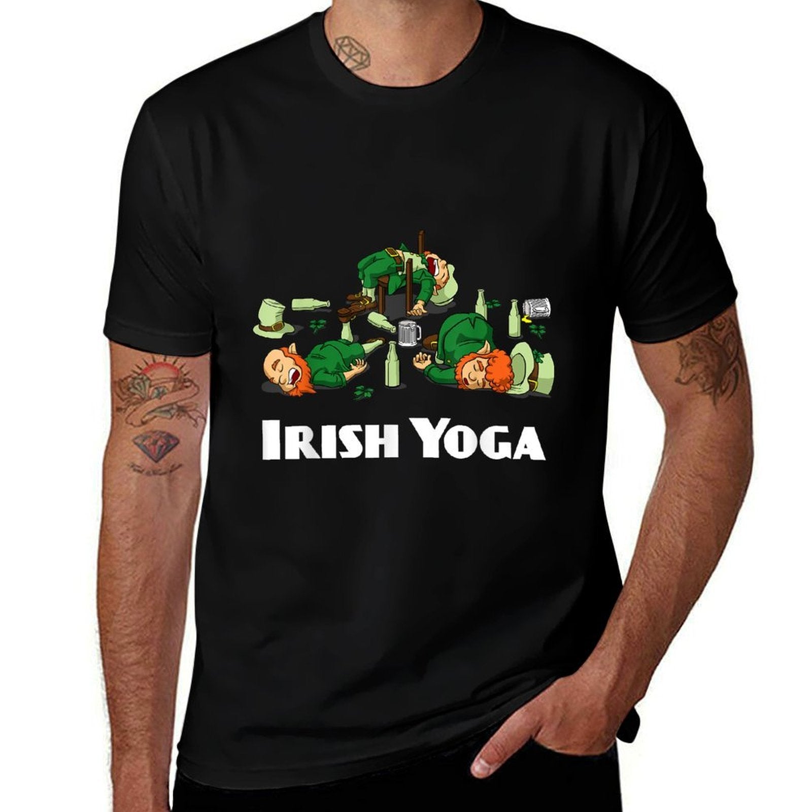 Irish Yoga Funny St. Patricks Day Leprechaun Matching Group  Moisture-wicking T-Shirt