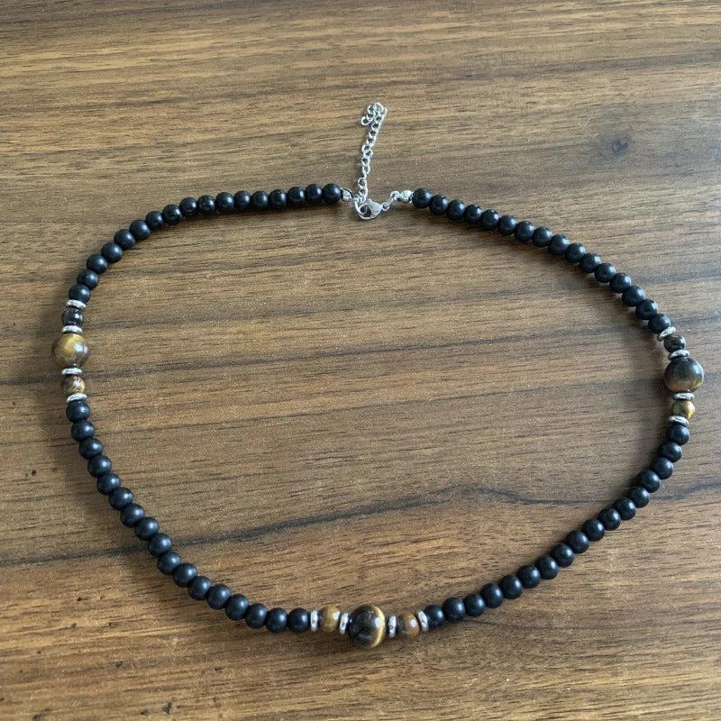 Volcanic Rock Black Matte Ethnic Style Necklace For Men
