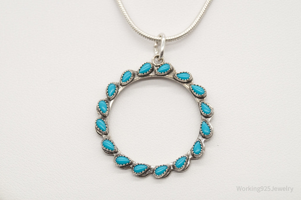 Vintage Native American Turquoise Sterling Silver Necklace