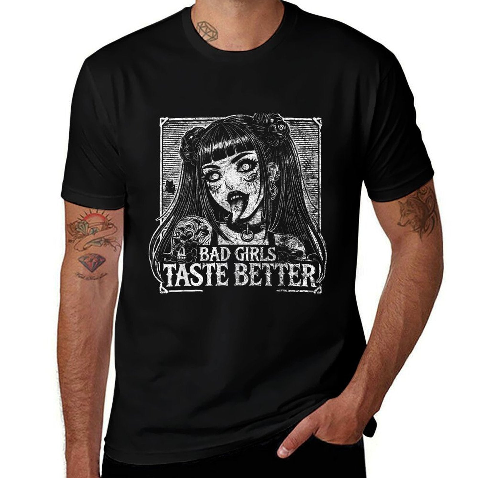 Funny Anime Girls Bad Girls Taste Better  High-quality Stitching T-Shirt