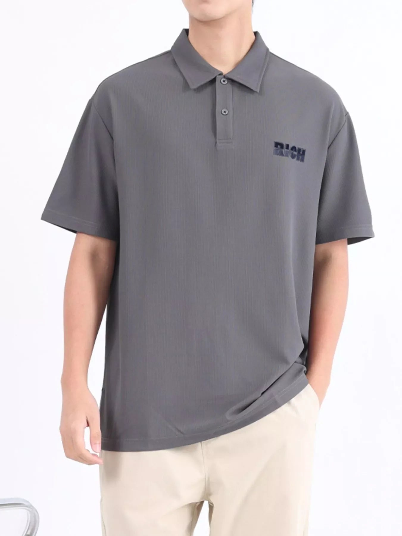 Men's Plus Size Button Detail Short Sleeve Polo