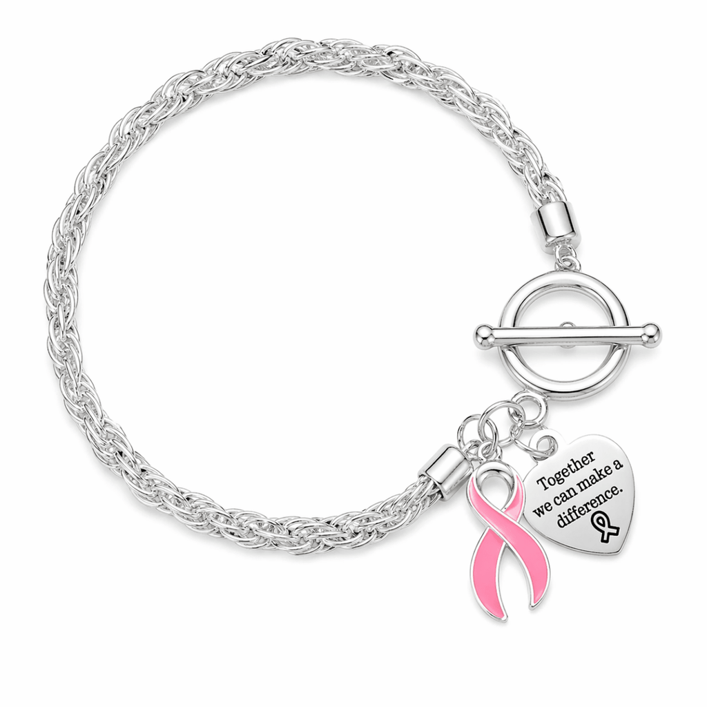 Pink Ribbon Awareness Charm Bracelets