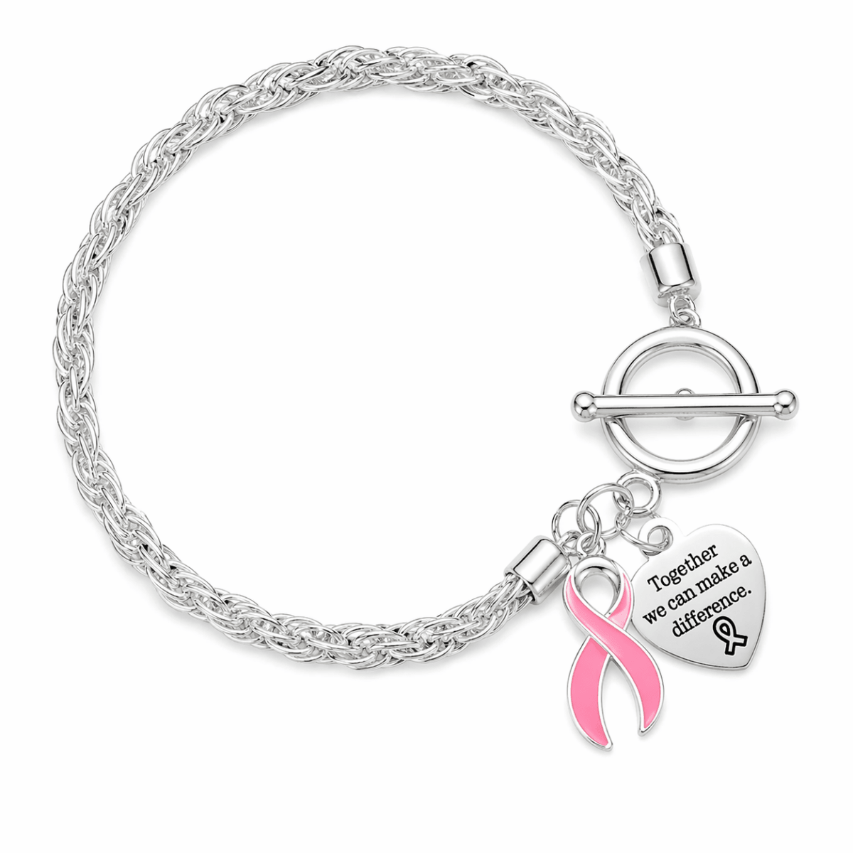 Pink Ribbon Awareness Charm Bracelets