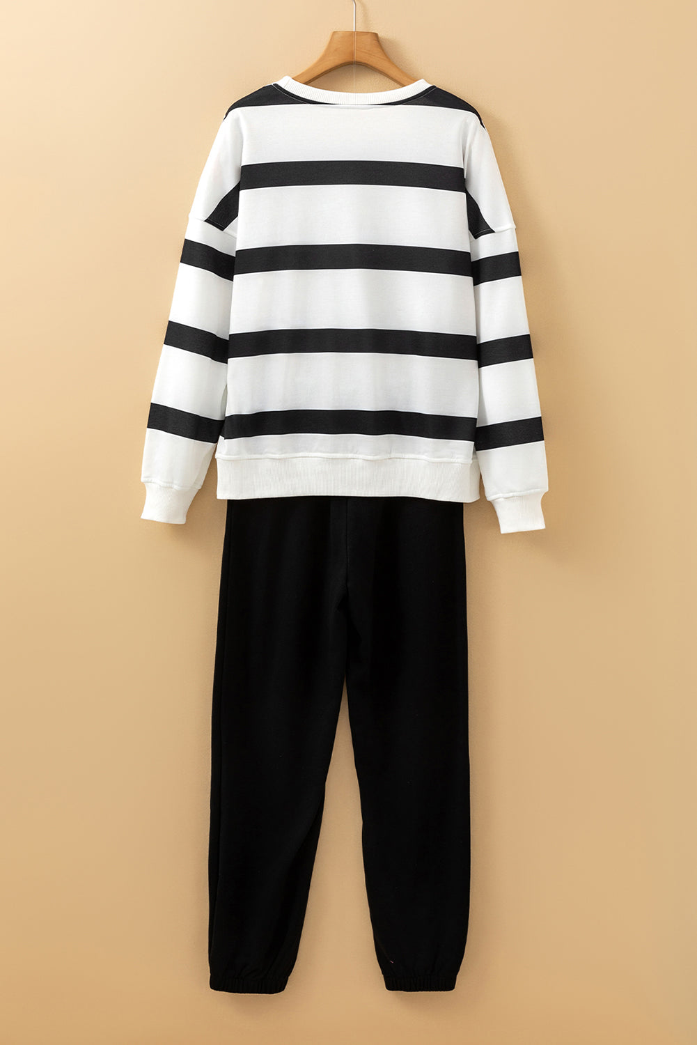 Light French Beige Striped Two-Piece Set