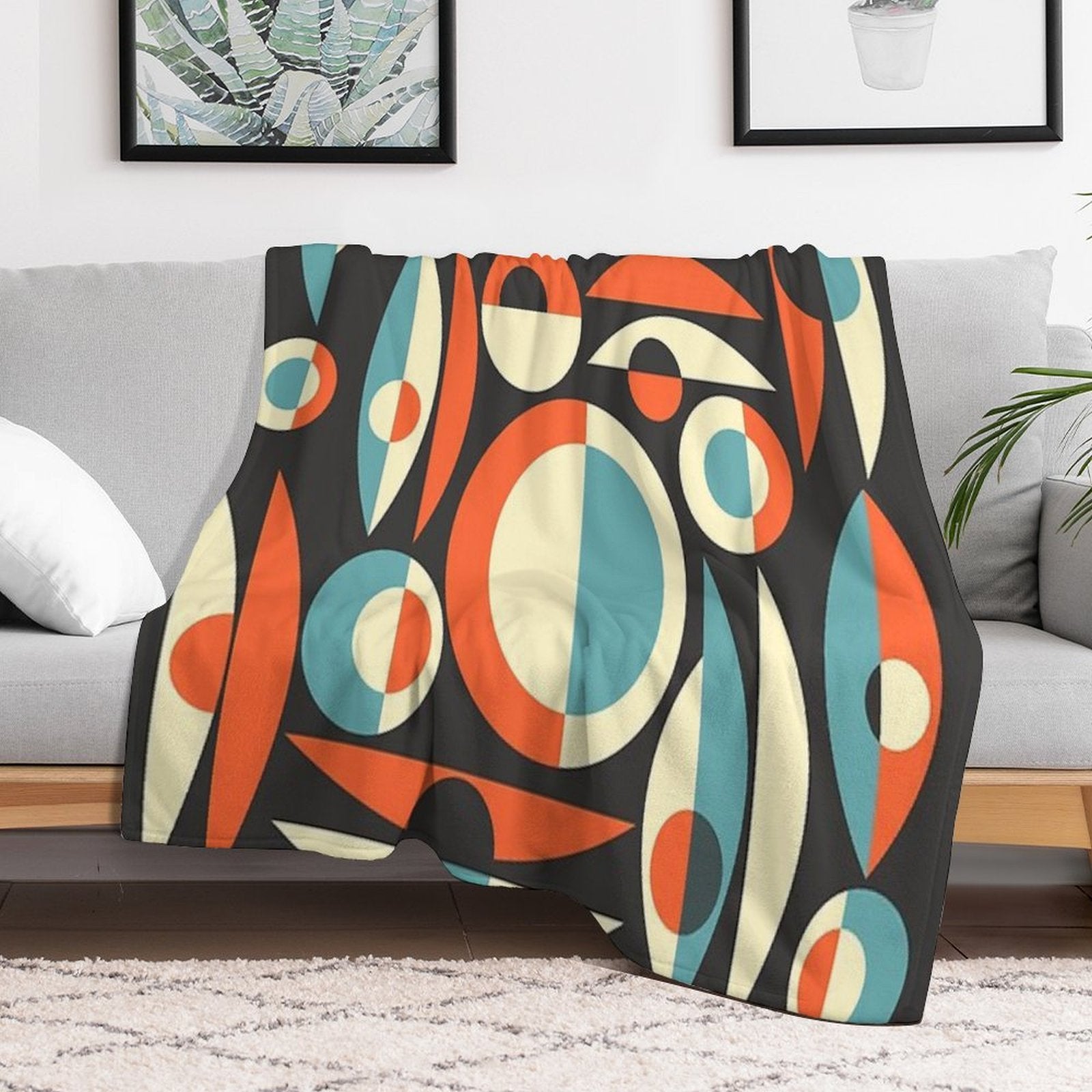 Retro Eames Era  Pisces Throw Blanket
