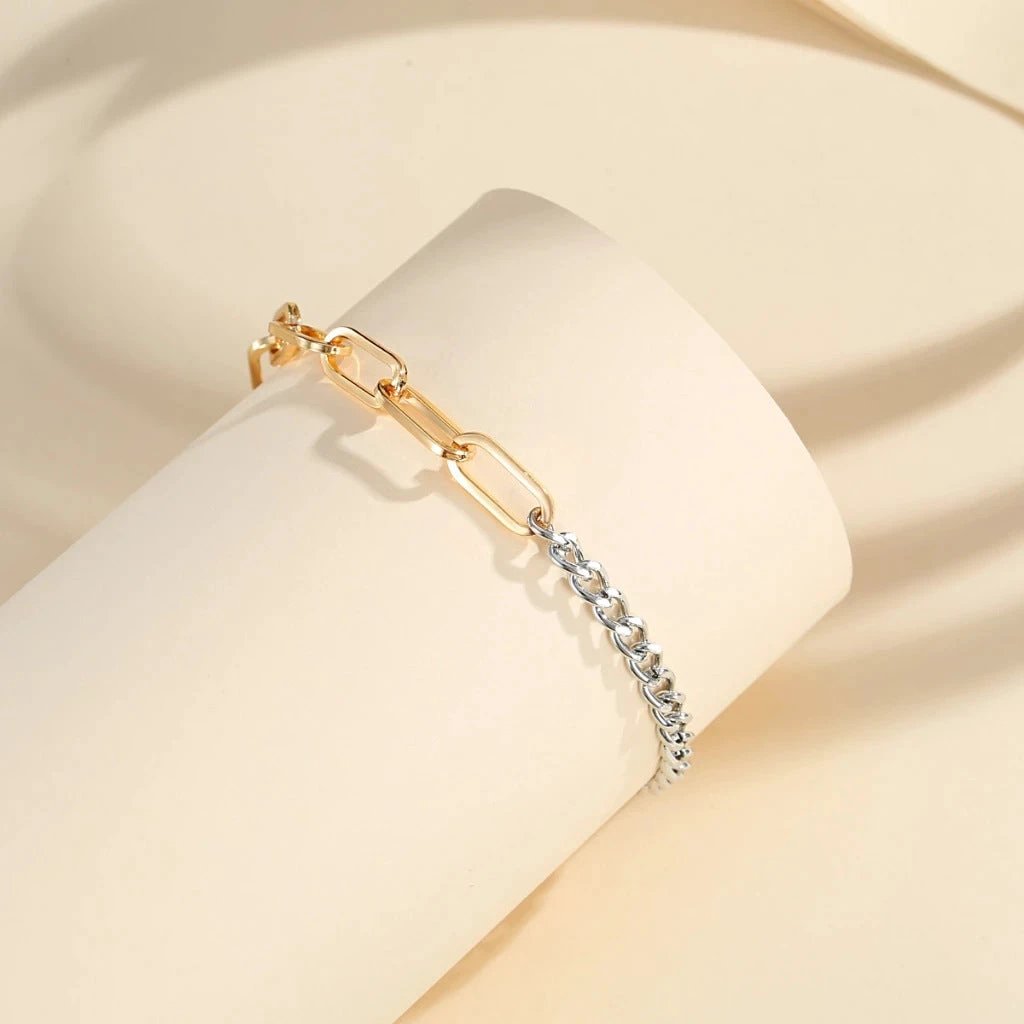Women's Gold-plated Exquisite Simple Gold And Silver Stitching Bracelet