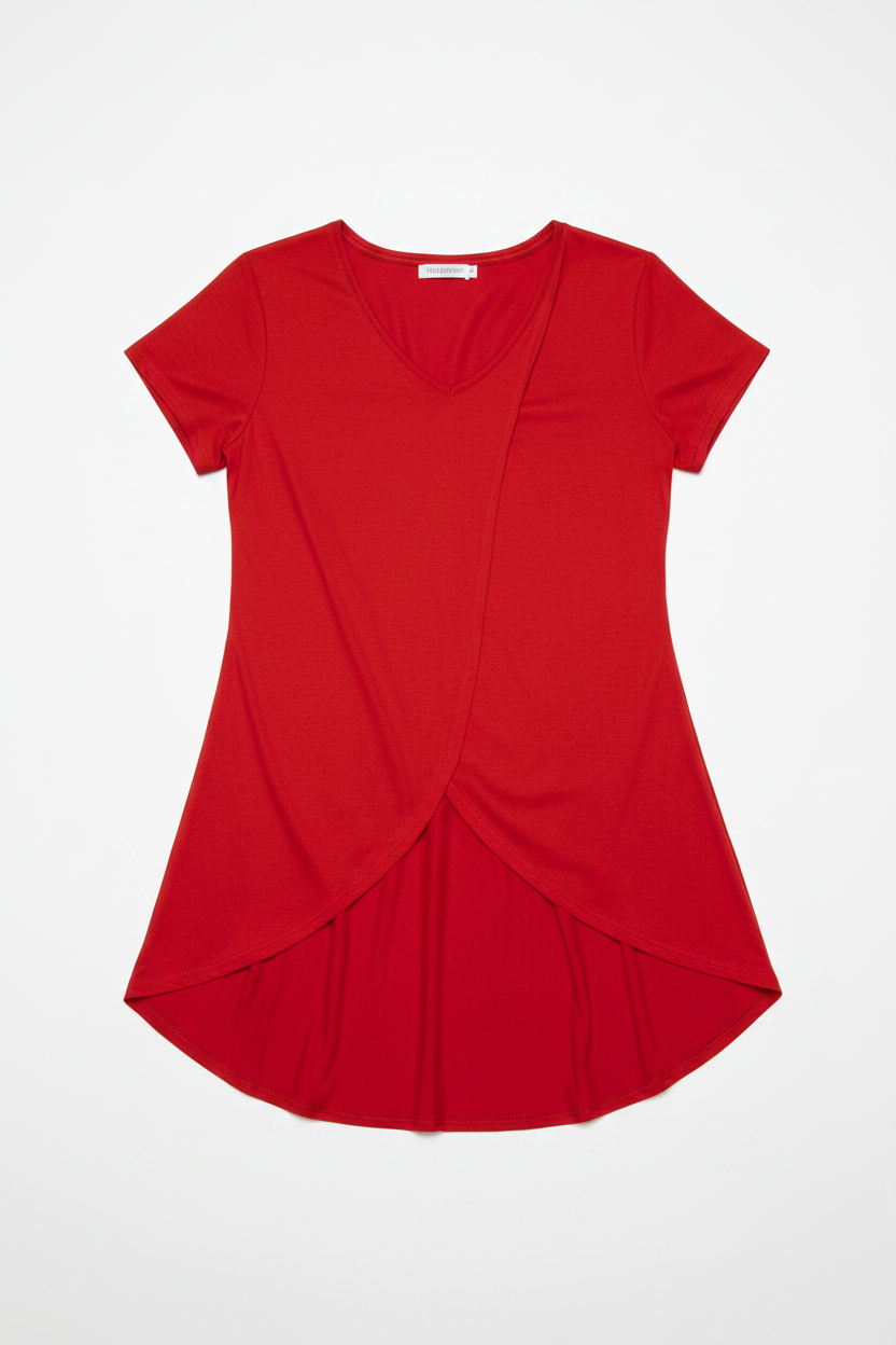 Red Twisted Tunic Top