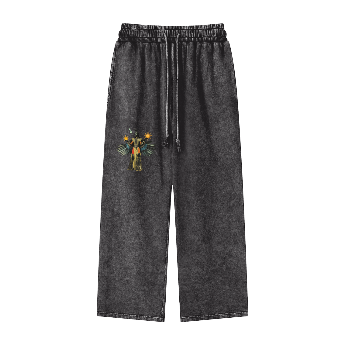 Amaru Khan Stars Acid Wash Straight Leg Pants
