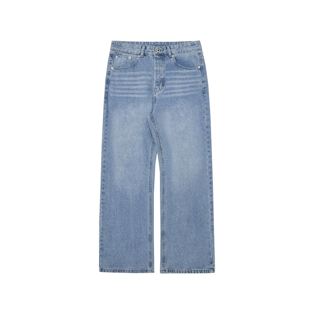 Men's Washed Distressed A- Line Loose Straight Jeans