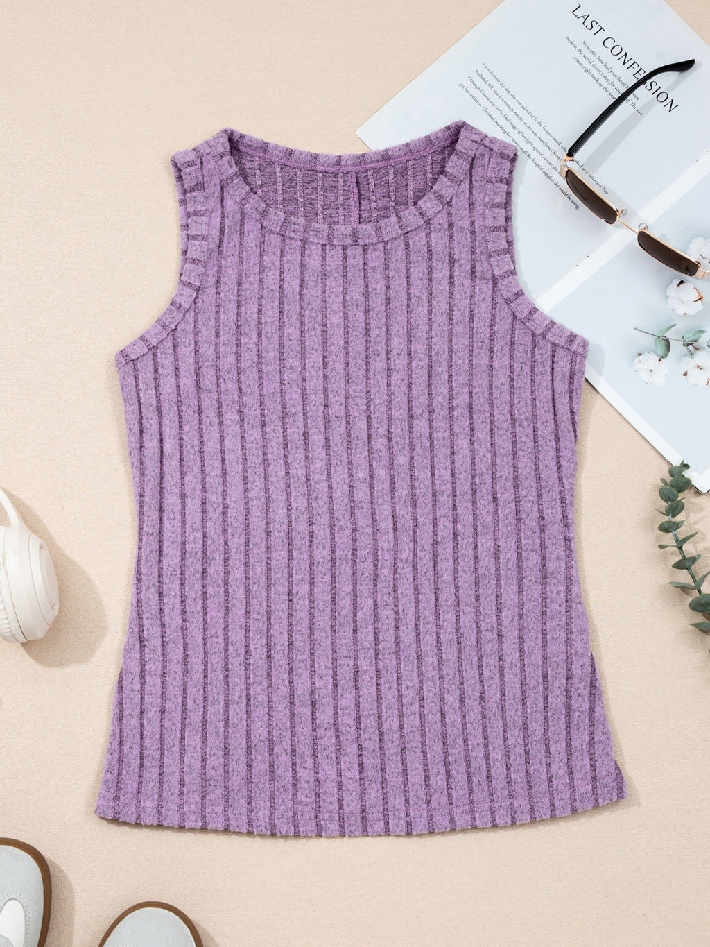 Slim Mineral Wash Ribbed Tank Top