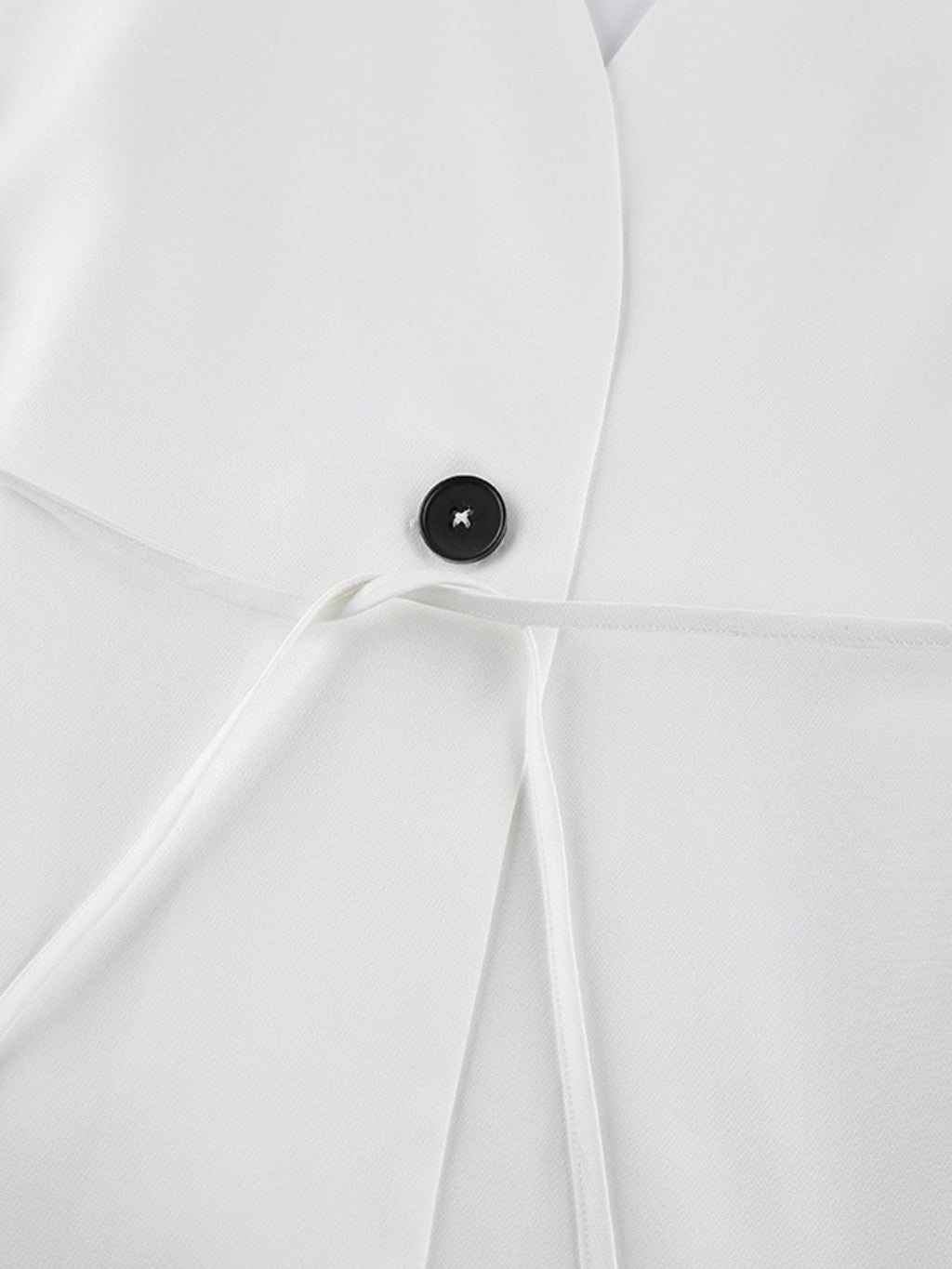 White V-Neck Two-Piece Set | Button Top & A-Line Skirt