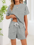 Women's Round Neck Short Sleeve T-Shirt and Shorts Lounge Set