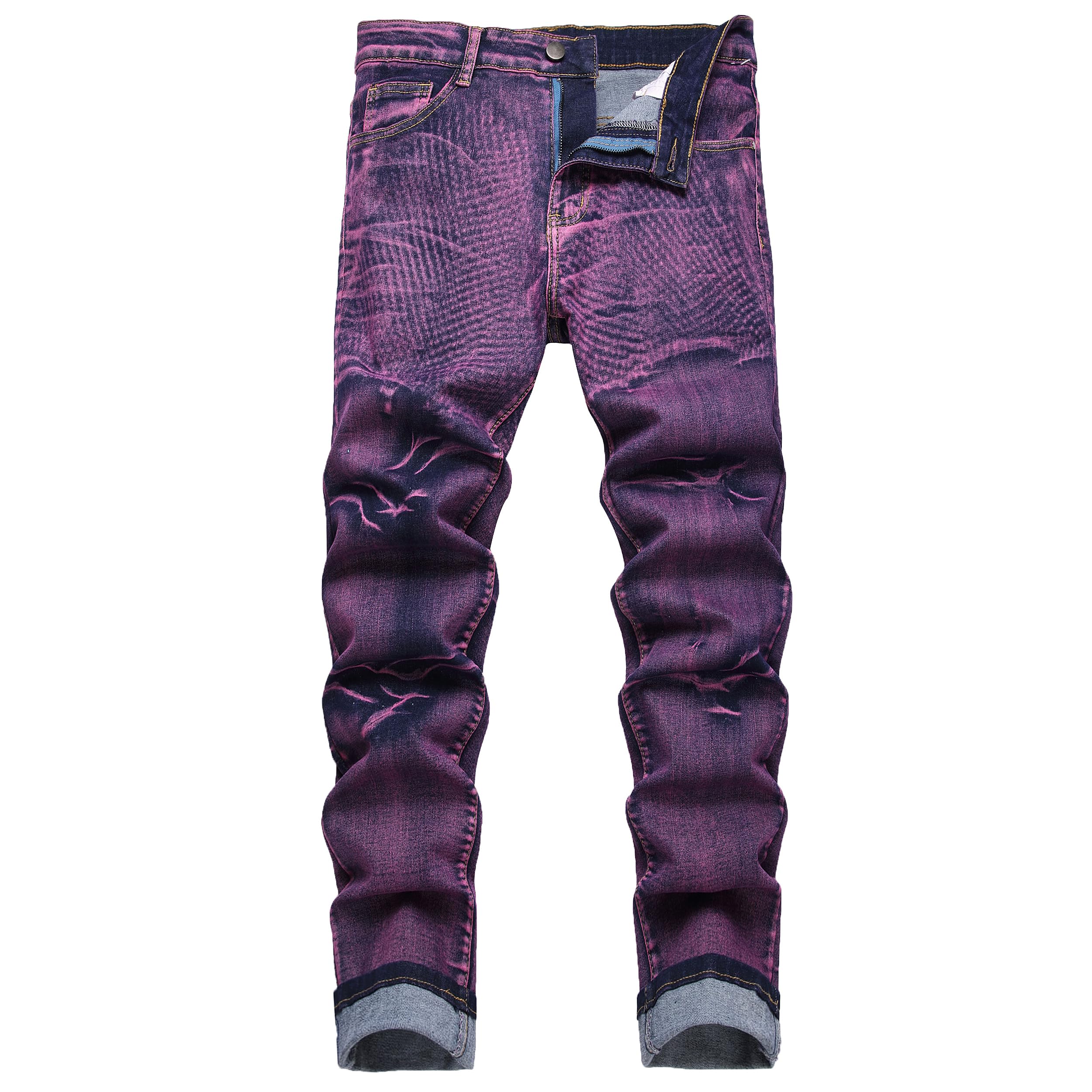 DANT BULUN Men's Ripped Distressed Destroyed Slim Fit Straight Leg Denim Jeans