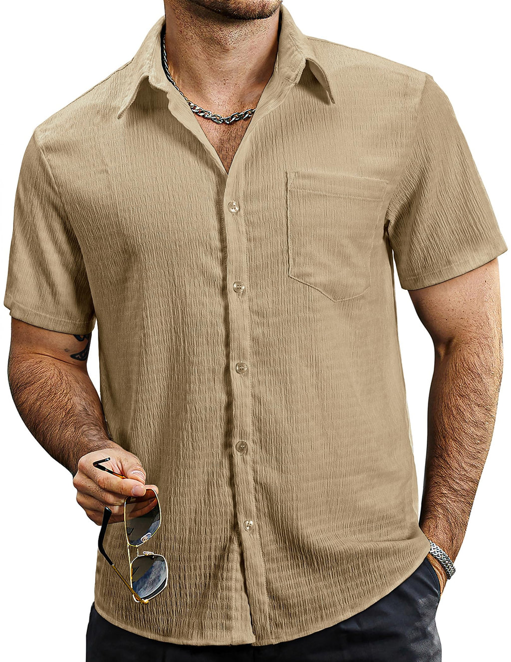 VATPAVE Mens Summer Striped Shirts Button Down Short Sleeve Vintage Beach Hawaiian Shirts with Pocket