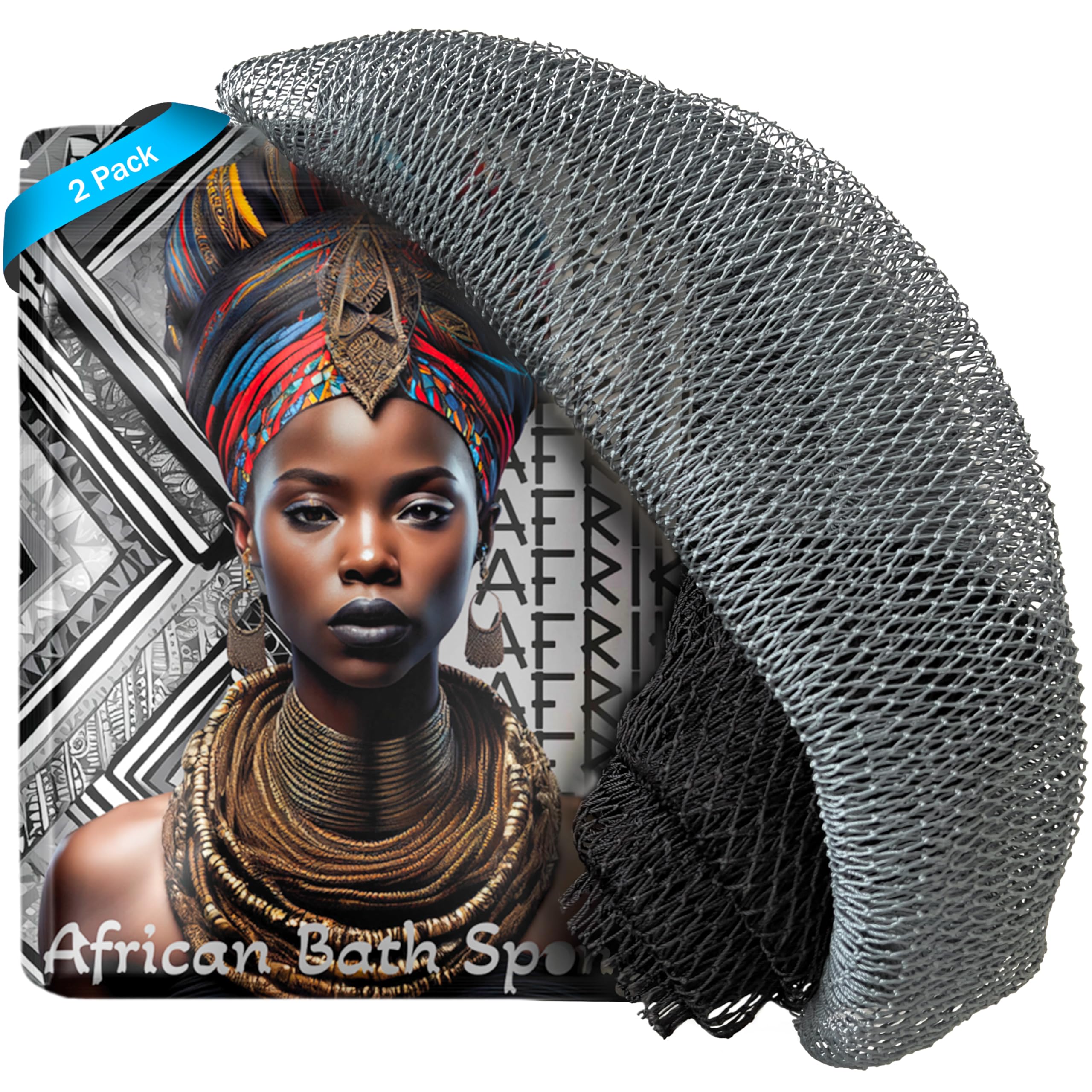 AFRIKI African Net Sponge – Exfoliating Body Scrubber, Black Owned & Rooted in Africa, All Skin Types | 45 in Long