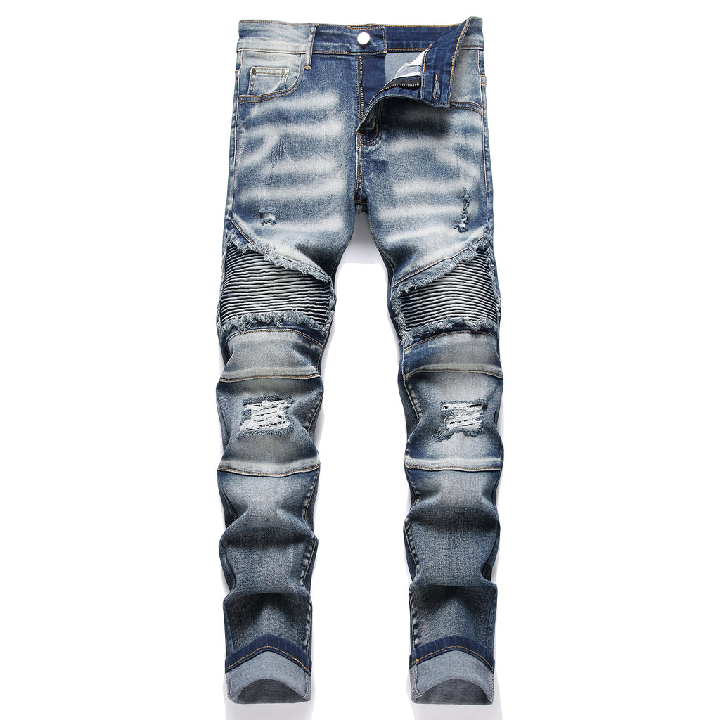 QIMYUM Men's Slim Fit Jeans Ripped Skinny Jeans for Men, Fashion Biker Jeans Stretch Moto Cargo Denim Pants