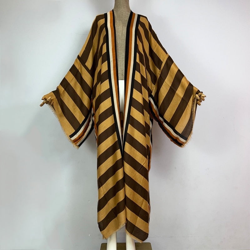 Striped Kimono Cardigan – Timeless Chic Open Front Cover Up
