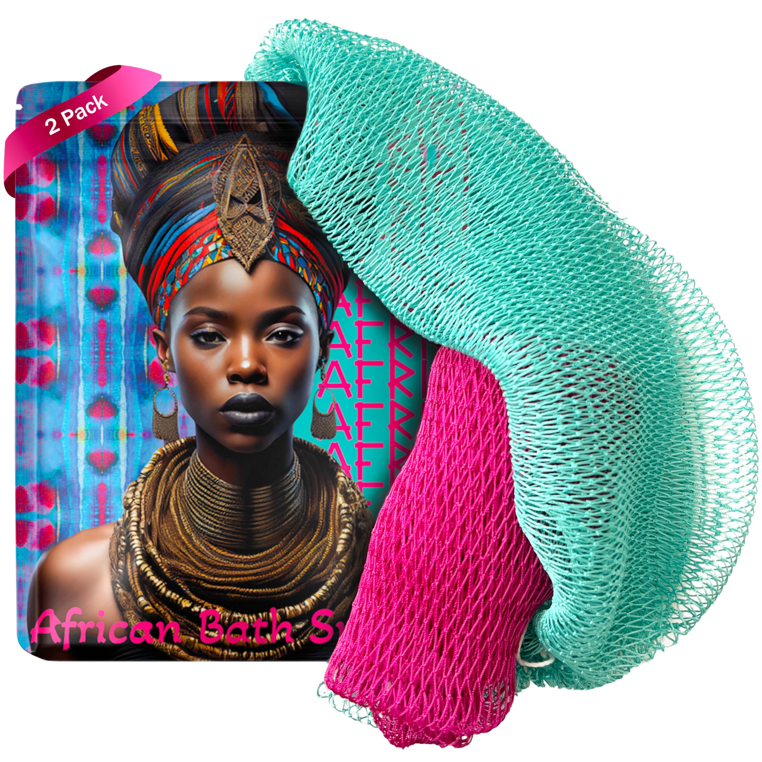 AFRIKI African Net Sponge – Exfoliating Body Scrubber, Black Owned & Rooted in Africa, All Skin Types | 45 in Long