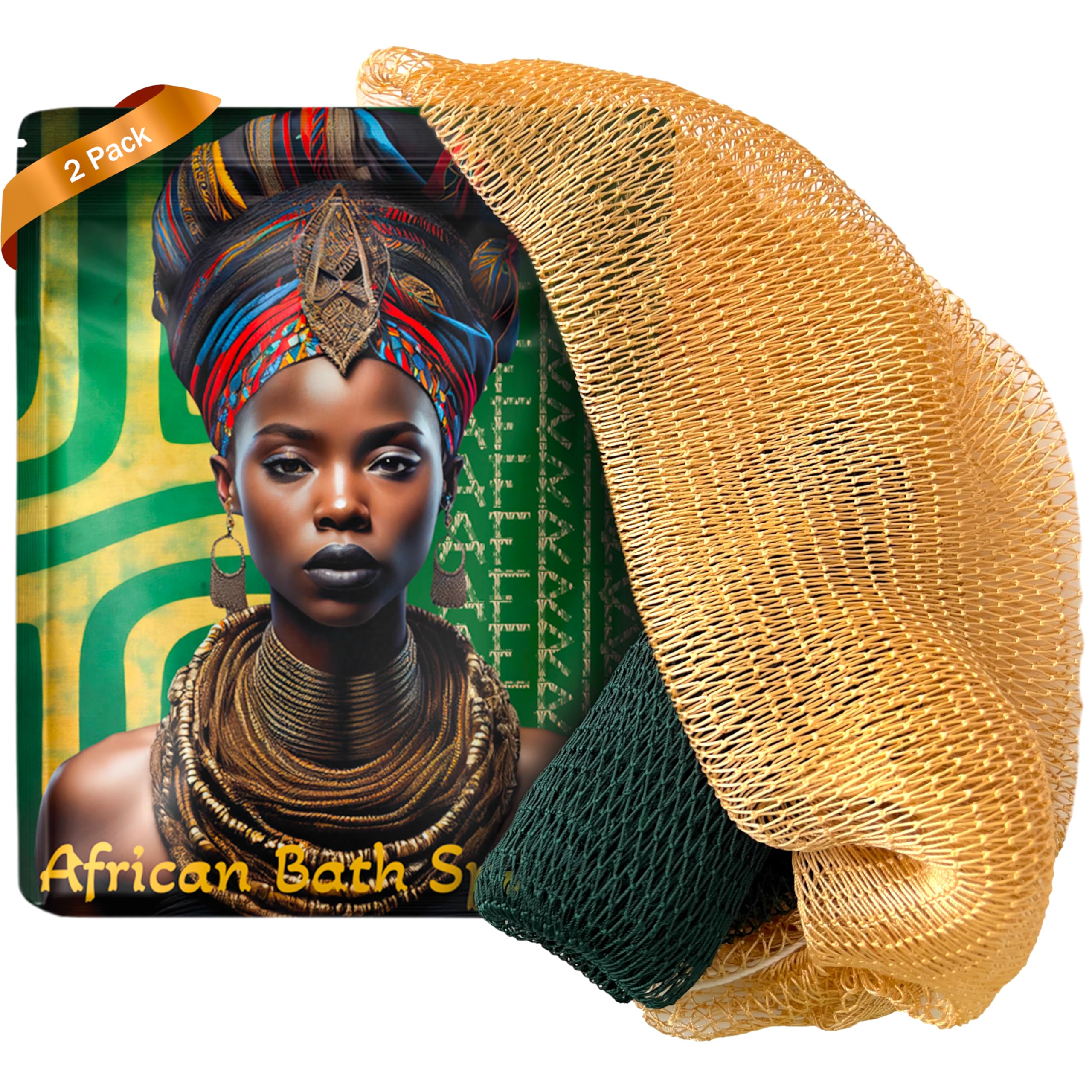 AFRIKI African Net Sponge – Exfoliating Body Scrubber, Black Owned & Rooted in Africa, All Skin Types | 45 in Long